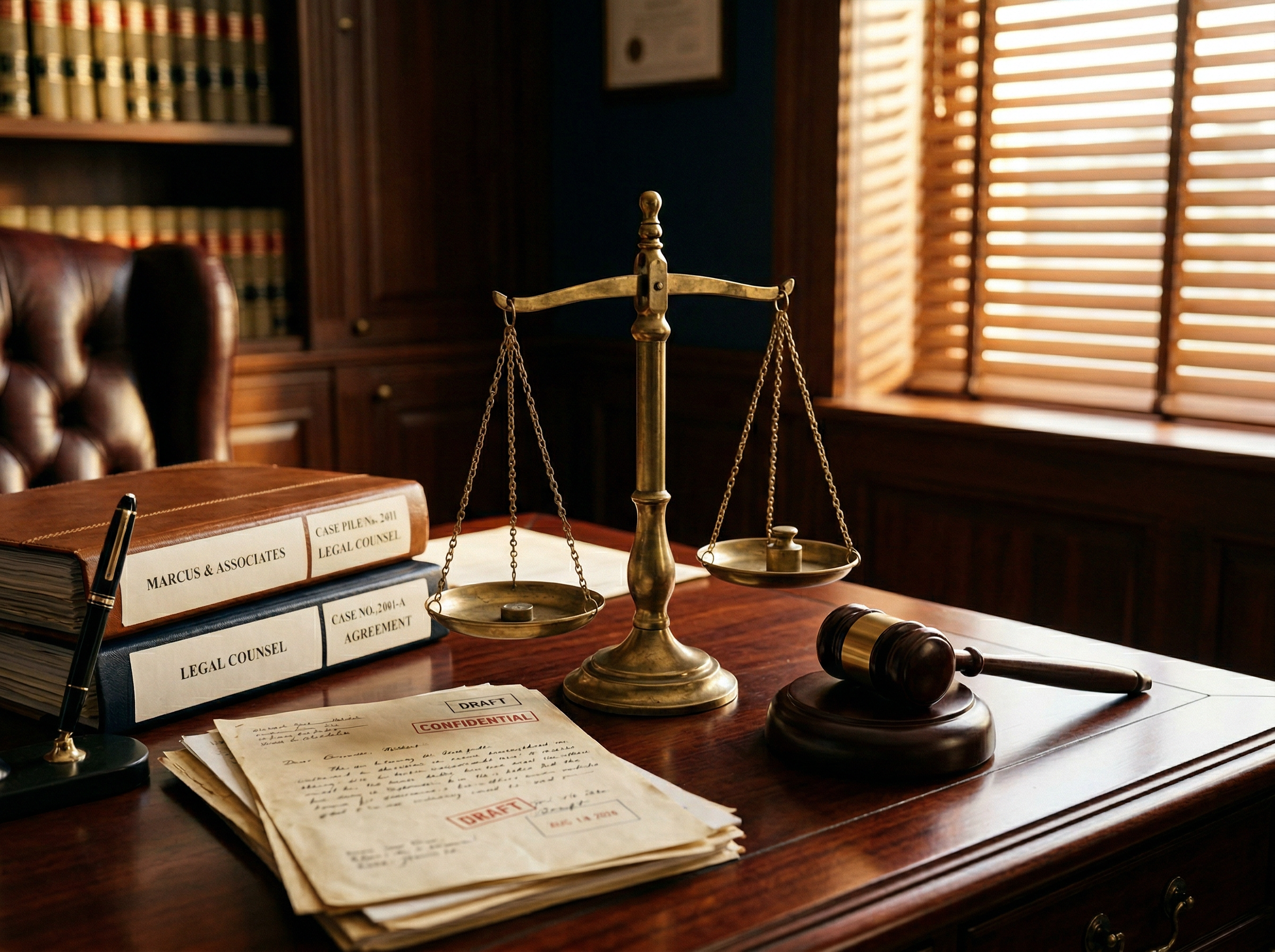 Scales of justice in law office